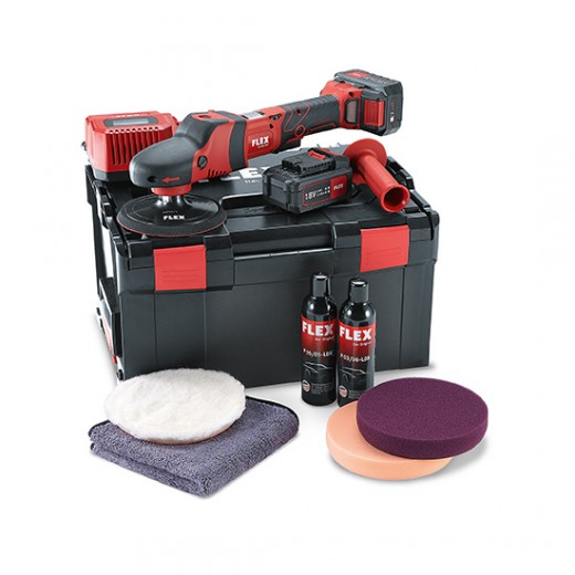 FLEX PE 150 18.0-EC/5.0 P-Set akku-rotációs polírozógép a készletben