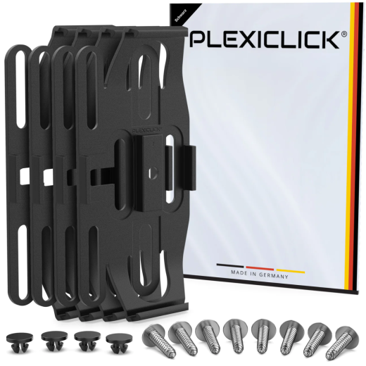 Plexiclick V2 fekete rendszámtartó (113 mm)