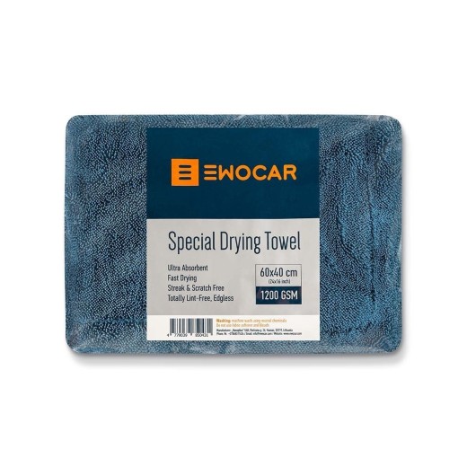 Ewocar Special Twisted Loop Drying Towel - Blue (40 x 60 cm) szárító törölköző