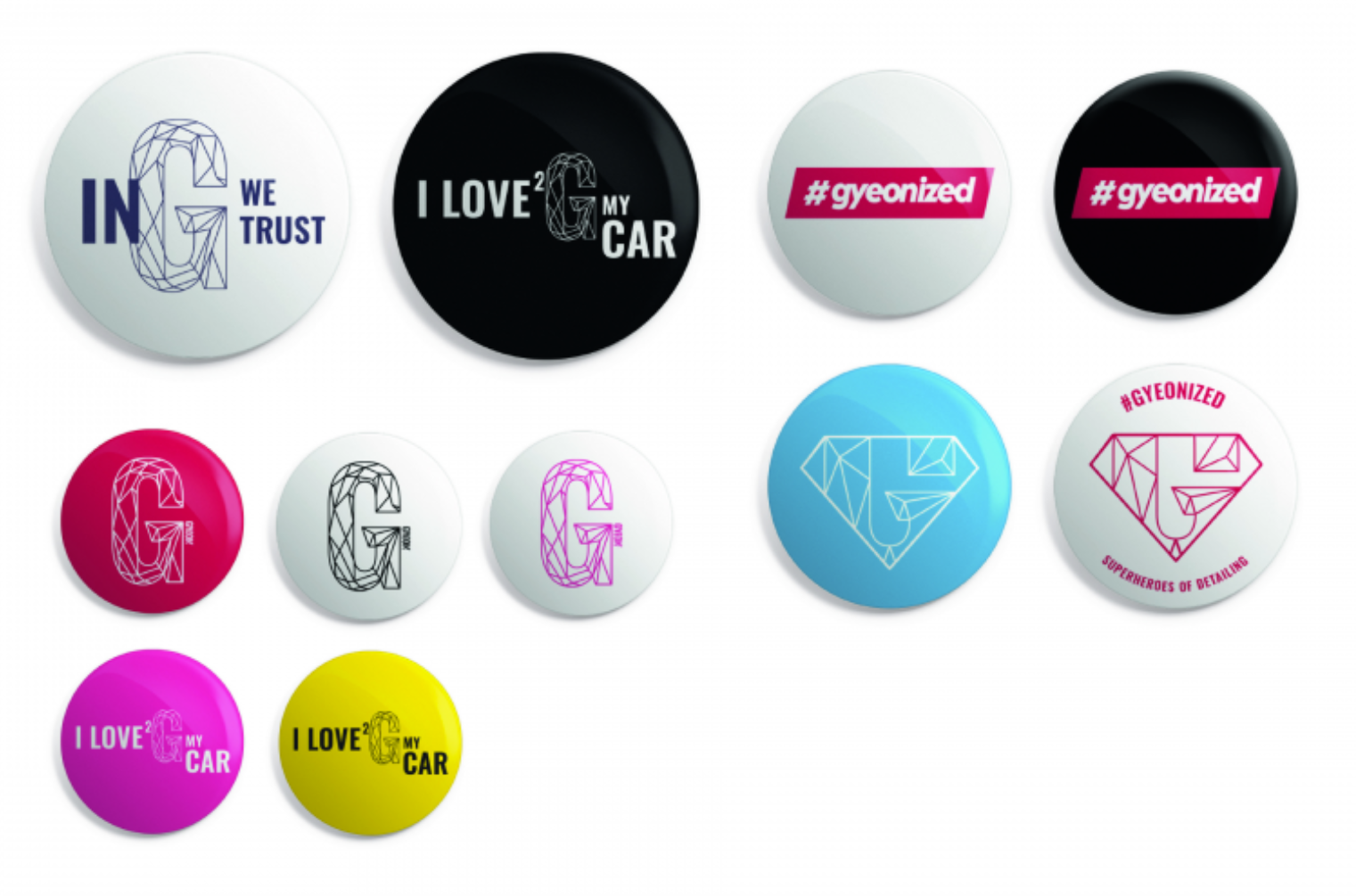 Gyeon Mix of Gyeon Badges (100 pcs) 37/44/56 mm jelvények