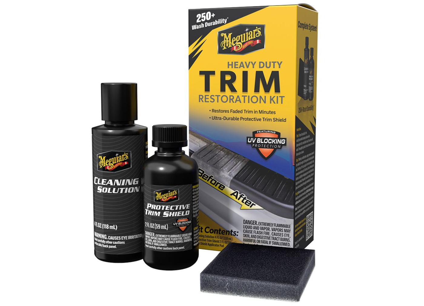 Meguiar's Heavy Duty Trim Restoration Kit szett a kültéri festetlen műanyagok helyreállításához és védelméhez