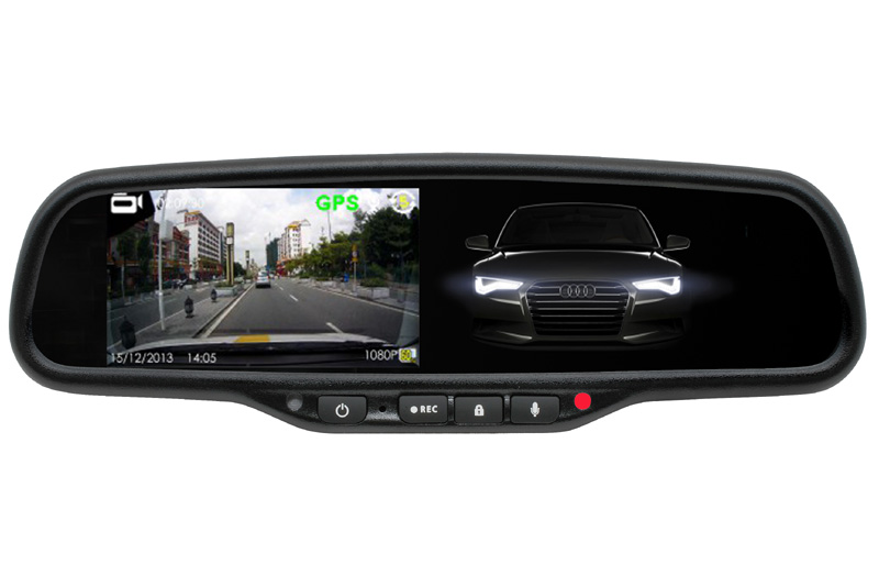 HD DVR kamera rögzítéssel és 4,3"-os monitor a visszapillantó tükörben automatikus sötétítő funkcióval HV-043LAD