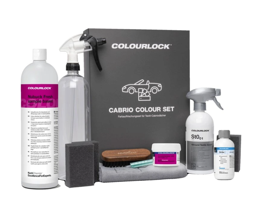 Átalakítható tisztító- és ápolókészlet COLOURLOCK by KochChemie Cabrio Colour Set szürkésbarna sötét