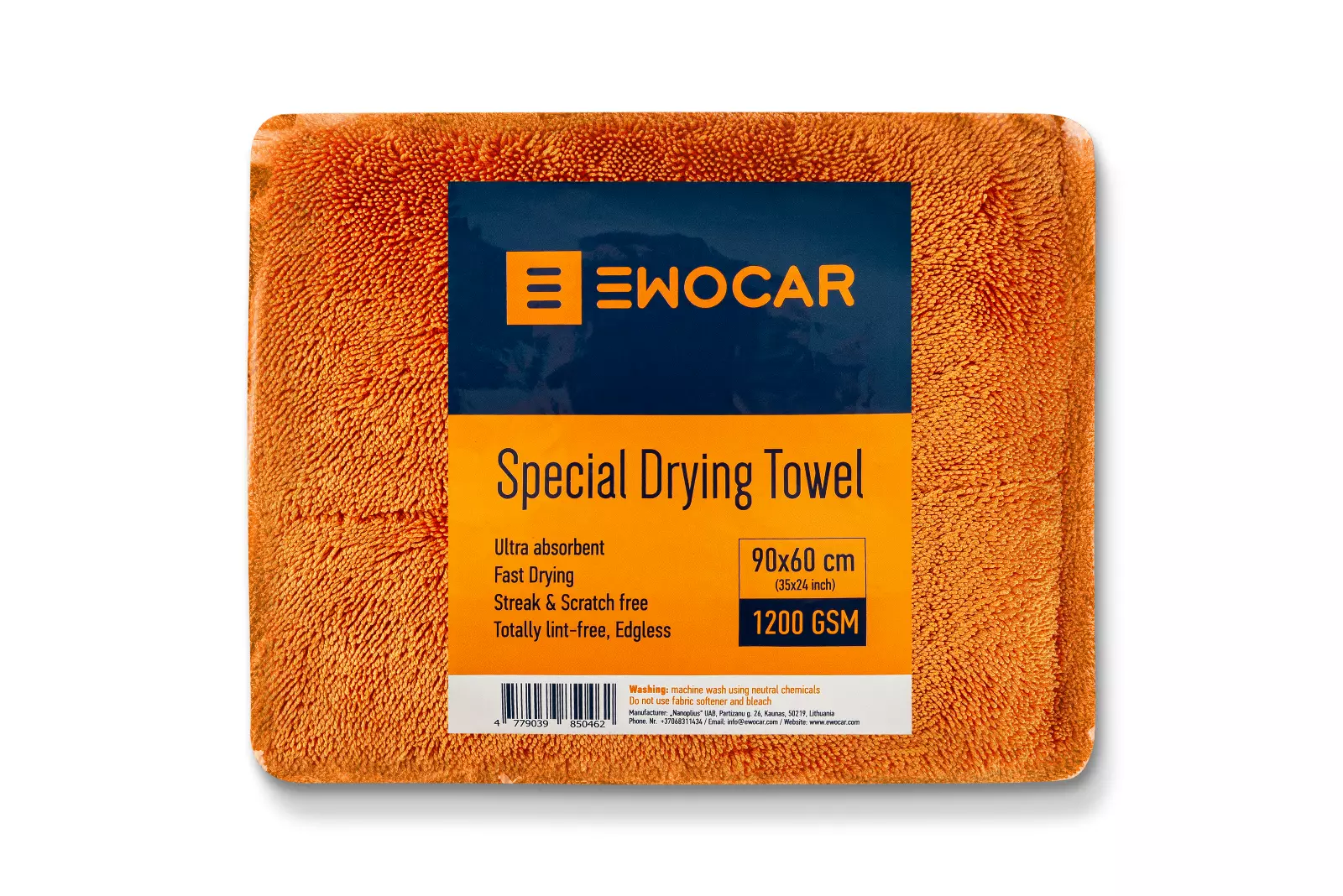 Ewocar Special Twisted Loop Drying Towel - Orange (60 × 90 cm) szárító törölköző