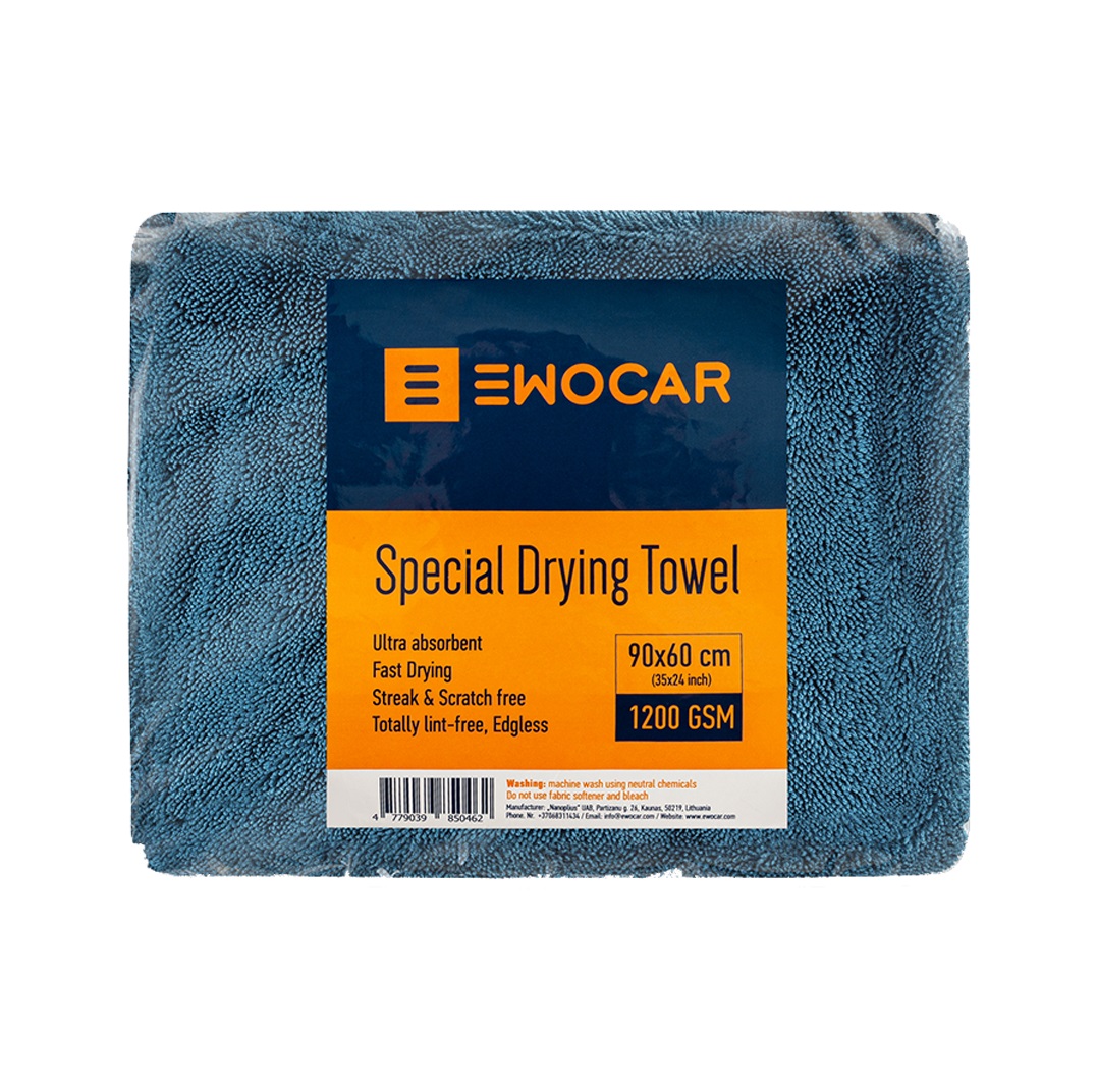 Ewocar Special Twisted Loop Drying Towel - Blue (60 × 90 cm) szárító törölköző