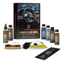 Leather Expert - Leather Steering Wheel Care and Repair Kit - Black Matte készlet fekete bőr kormány felújításához és karbantartásához